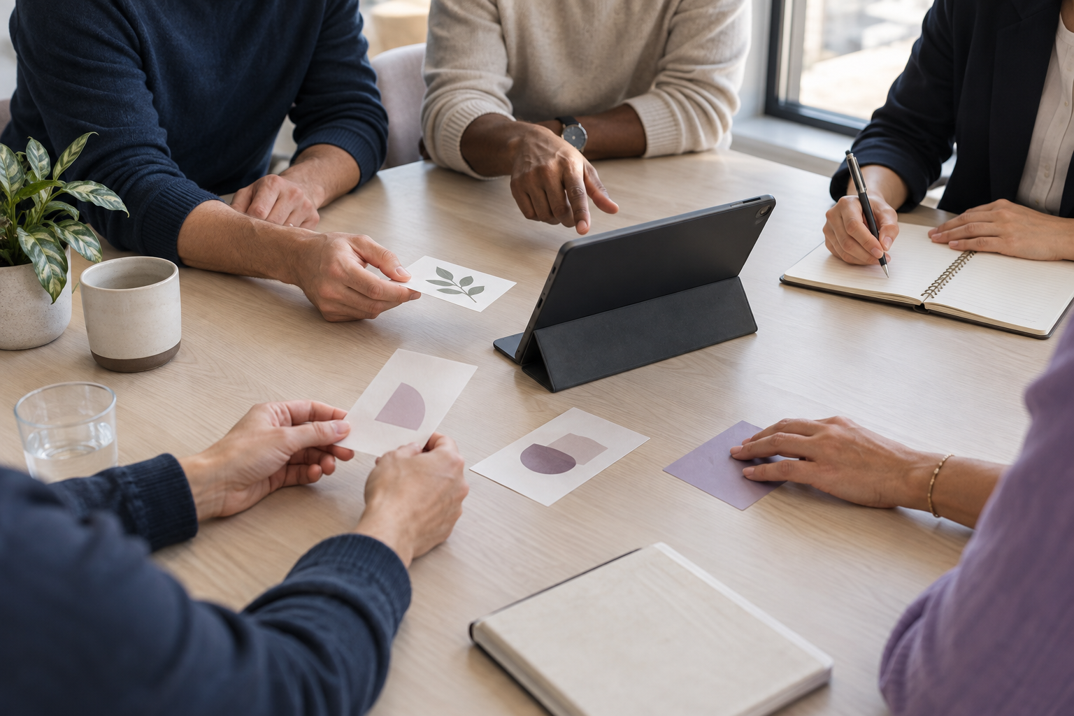 Des personnes collaborent autour d’une table de travail